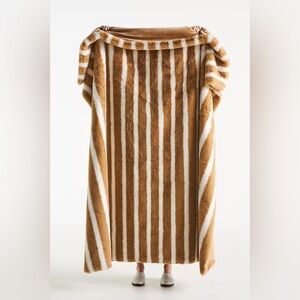 NEW Anthropologie Sophie Stripe Faux Fur Throw Blanket